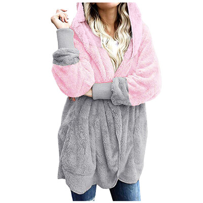 

Toponeto Womens Oversized Open Front Hooded Draped Pockets Cardigan Coat