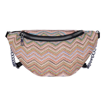 

Stripe Waist Fanny Pack Women Weave Summer Beach Shoulder Bag Phone Pouch