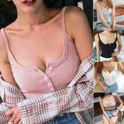 

Women Summer Casual Low-cut Tank Tops Vest Blouse Sleeveless Crop Top Shirt Cami