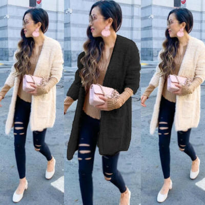 

Women Cardigan Fur Jacket Outerwear Winter Warm Sweater Fluffy Coat Plus Size