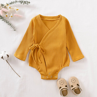 

Newborn Kids Baby Girls Boy Long Sleeve Kimono Romper Cotton Bodysuit Outfits