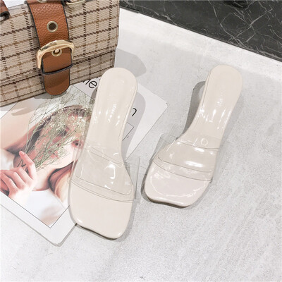 

Slippers women wear fashion Joker 2019 new womens summer transparent shoes sandals French girls high heels net red