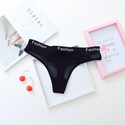 

Fashion Letter Printed Womens Panties Thong G String Low Waist Sexy Mesh Transparent Seamless Underwears for Women Porno Tangas
