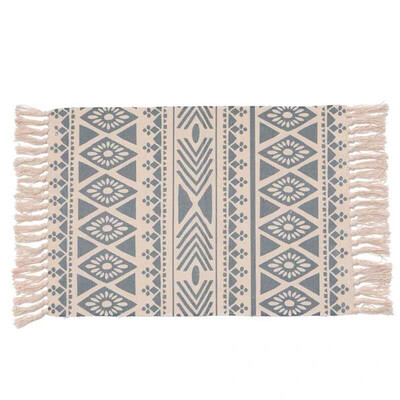 

Toponeto Bohemian Hand-woven Cotton Linen Plant Printing Dyeing Decorative Mat 60X90CM