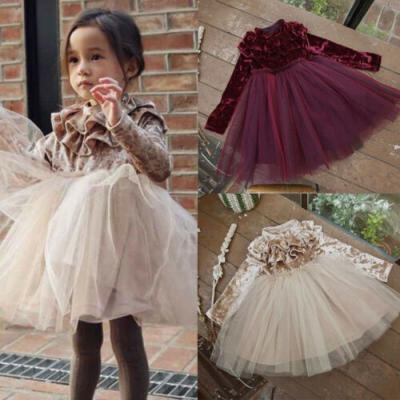 

Kids Baby Girls Dress Velvet Princess Party Christmas Gown Formal Dress 1-6T