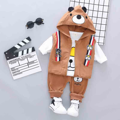 

Autumn Baby Boy Girl Cartoon Long Sleeve T-shirt Zipper Vest Sweatshirt Trousers Casual Outfits