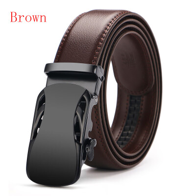 

New Automatic Buckle Cowskin Brown Belt Good Quality Genuine Leather Luxury Strap Male Belts For Men Jeans Wide 110-130cm long