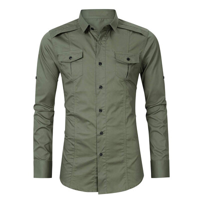 

Toponeto Men Casual Summer Solid Button Long Sleeve Turn-down Collar T-Shirt Top Blouse