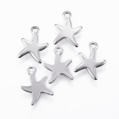 

304 Stainless Steel Charms Starfish Stainless Steel Color 115x85x08mm Hole 1mm