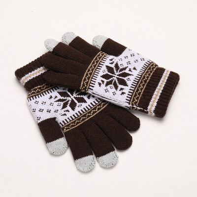 

Cute Christmas Warm Winter Gloves Snowflake Printed Knitted Touch Gloves Men Women Sports Gloves Party Supplies
