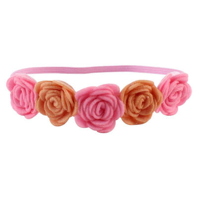 

Simulation 5 Flowers Crown Garland Baby Wreath Headbands Elastic Hairband