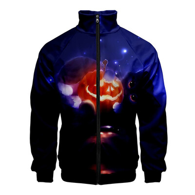 

Toponeto Mens Halloween Print Zipper Sportswear Long Sleeve Coat Jacket Outwear
