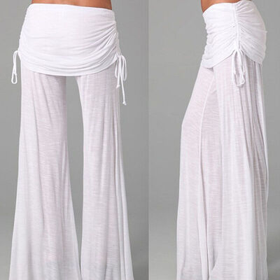 

Hot Women Casual Stretch Pants Wide Leg Long Bohemian Loose Palazzo Trousers