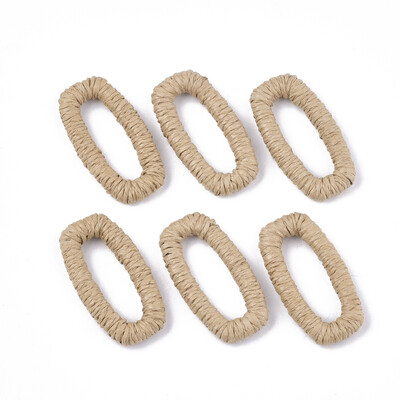 

Handmade Woven Linking Rings Paper Imitation Raffia Covered with Plastic Rectangle BurlyWood 4445x2324x67mm Inner Measure