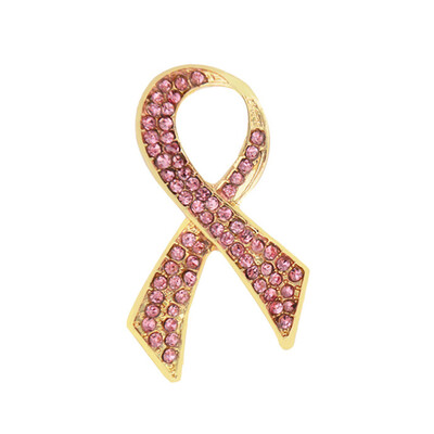 

Breast Cancer Awareness Brooches Ribbon Rhinestone Pins Lucky Jewelry Gifts Clothes Decorations