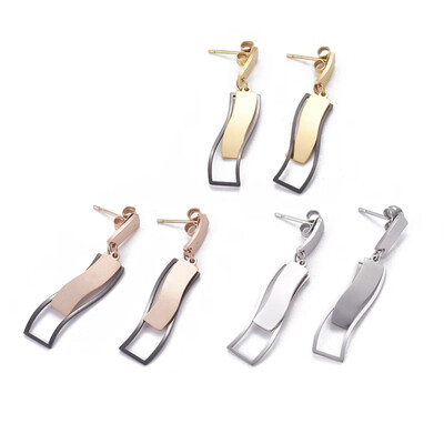 

304 Stainless Steel Dangle Stud Earrings Mixed Color 405mm Pin 08mm