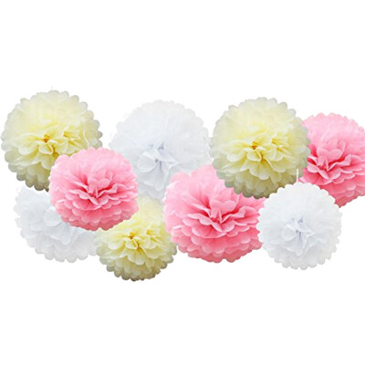 

〖Follure〗9pcs Tissue Paper Pompoms Flower Balls Fluffy Christmas Wedding Party Decoration