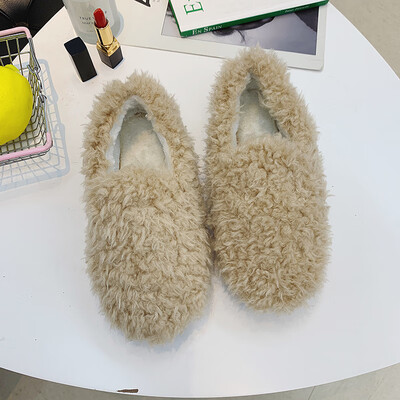 

Hairy shoes autumn&winter Korean version flat shoes flat soles velvet warm students bean shoes beans beans