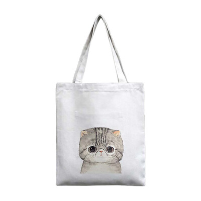 

Women Cute Cat Printing Canvas Tote Girls Casual Shoulder Bags Large Capacity Shopping Bags Handbag Bolsos Mujer YJ