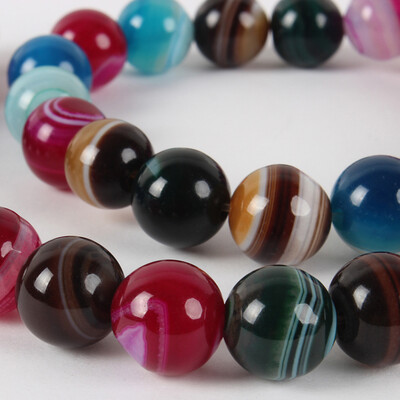 

Natural Gemstone Agate Round Bead Strands Dyed Mixed Color 10mm Hole 1mm about 38pcsstrand 1496"