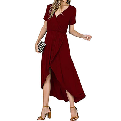 Women Sexy Solid Dress V Neck Short Sleeve Dresses Fashion Casual Loose Irregular Midi Dress
Women Sexy Solid Dress V Neck Short Sleeve Dresses Fashion Casual Loose Irregular Midi Dress