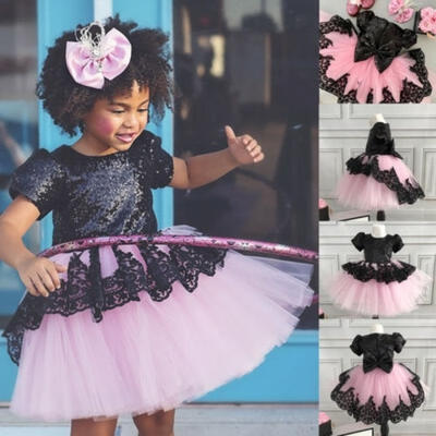 

6M-6T Flower Girl Dress Princess Kids Lace Floral Birthday Wedding Pageant Party Dress