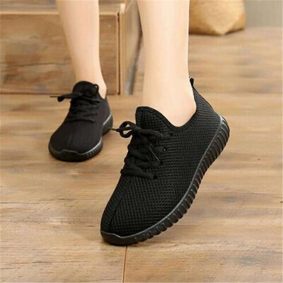 

2019 2018 zapatillas de mujer women lace up round toe flat shoes female spring & autumn soft shoes lady comfortable black shoes