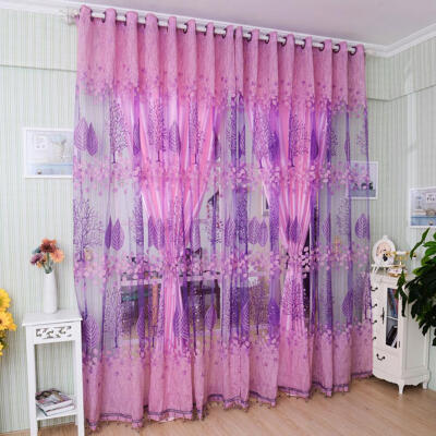 

Flower Printing Curtain Yarn Tulle Curtain Window Curtain Panel for Bedroom