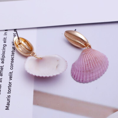 

EK649 Big Shell Drop Earrings For Women Creative Starfish Conch Cowrie Hanging Brincos Statement Earrings Boho Beach Jewelry