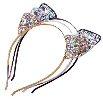 

Cute Child Girls Metal Rhinestone Cat Ear Headband Hair band Costume Party Cosplay