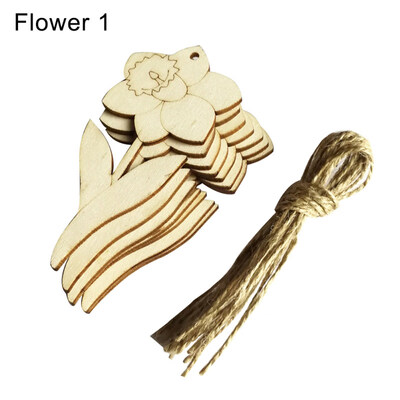 

10Pcs Wood Rose Butterfly Easter Hanging Pendant Ornaments Home Decor with Rope
