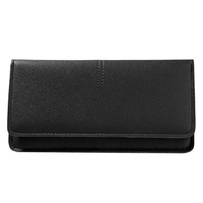 

Women Ultra Thin Solid Color Faux Leather Long Wallet Phone Holder Clutch Purse