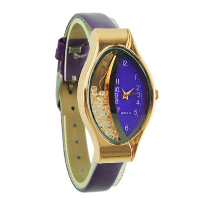 

Beautiful Semilunar Flow Sand Type Ellipse Wrist Analog Alloy Gift Small Dial Wristwatch Womens Unisex Retro Casual Faux D