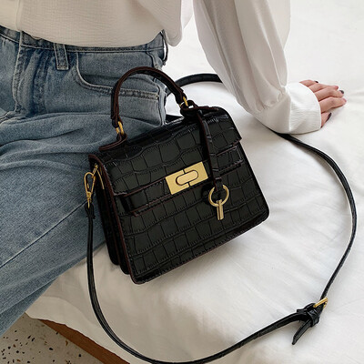 

Small bag female 2019 autumn new retro crocodile pattern handbag Korean version of the wild shoulder Messenger bag Kelly bag