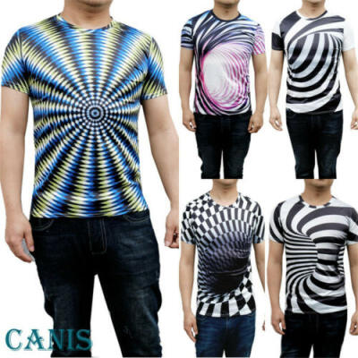 

3D Hypnosis Swirl Print Mens Womens Casual T-Shirt Short Sleeve Graphic Tee Tops