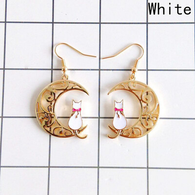 

Popular Chic Hook Cat Sitting on Moon Lovely Ear Hook Pillow Earring Woman 1Pair