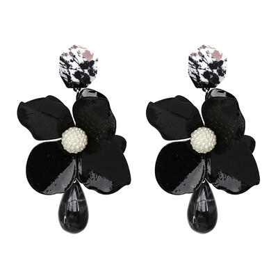 

JURAN 2019 new Trendy Metal Green Flower Earrings For Wedding Bohemian Statement Drop Dangle Earrings For Women Ethnic Jewelry
