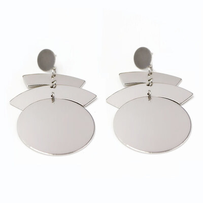 

EK2064 European & American Exaggerated Unique Geometric Big Coin Wafer Drop Earring For Women Party Rock Jewelry Long Brincos