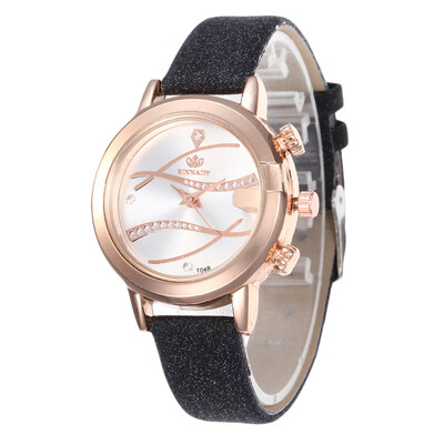

Simple diamond-studded leather strap ladies watch spot direct student watch
