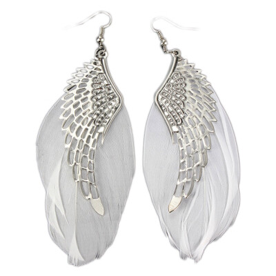 

1 Pair Retro Lady Women Angel Wings Feather Earrings Ear Stud Alloy Jewelry