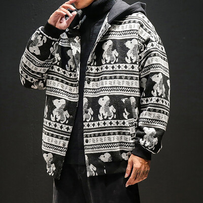 

Toponeto Mens Fashion Winter Printing Blouse Fashionable Tops Cardigan Hooded Coat
