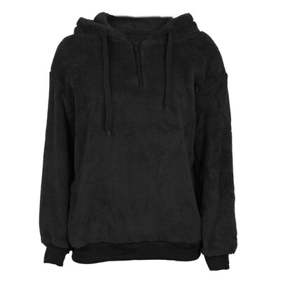 

Casual Solid Color Women Hoodies Hoody Collar Long Sleeve Zipper Sweatshirt Loose Warm Winter Autumn Sweater Loose Tops