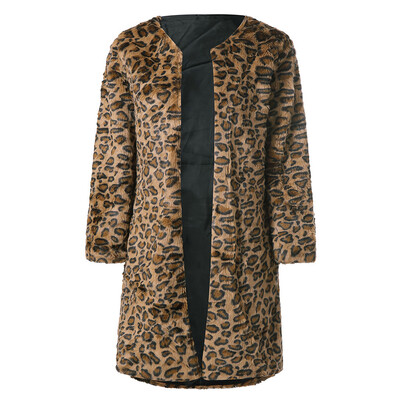 

Toponeto Women Leopard Print Man-made Jacket in Long Winter Parker Jacket