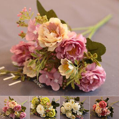 

1 Bouquet Artificial Fake Peony Flower Bridal Hydrangea Wedding Party Decor
