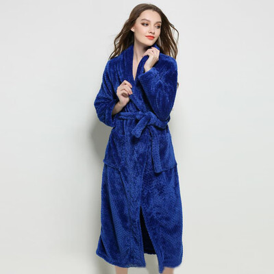 

Roseonmyhand Women Winter Lengthened Coralline Plush Shawl Bathrobe Long Sleeve Robe Coat