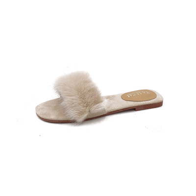 

Mink Mao Mao slippers female summer wear 2019 spring Korean version of the new fashion flat bottom drag Joker net red shoes tide
