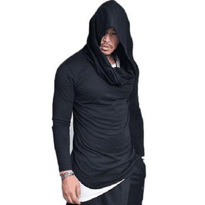 

T15 Fashion Stacked Collar Pullover Mens Jacket Hoodies Casual Loose Hooded Thin Sweater Coat
