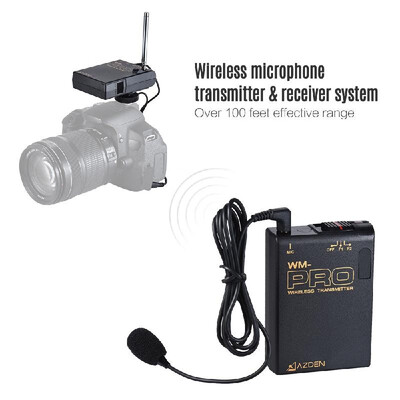 

AZDEN WLX-PRO VHF Wireless Lapel Microphone Mic Transmitter Receiver System 2 Switchable Frequencies Over 100ft Effective Range fo