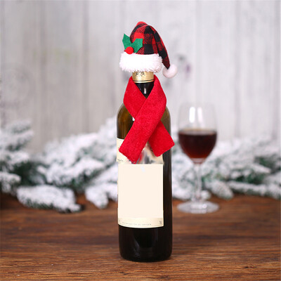 

Gobestart Christmas Creative Ornament Scarf Hat Two-piece Suit Red Wine Bottle Set