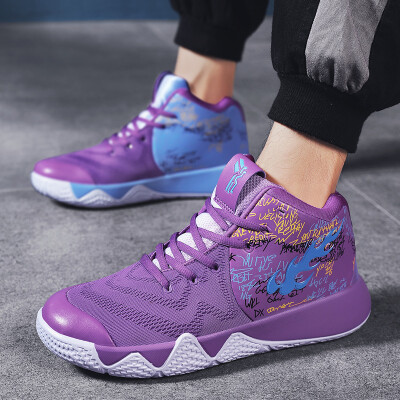 

Purple printed letters basketball shoes boys casual shoes